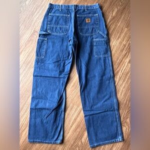 B13DST Carhartt Original Fit Work Dungaree Carpenter Jeans 34 x 32 100% Cotton